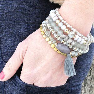 NWT RIAH Fashion Beaded Tassel Bracelet Set